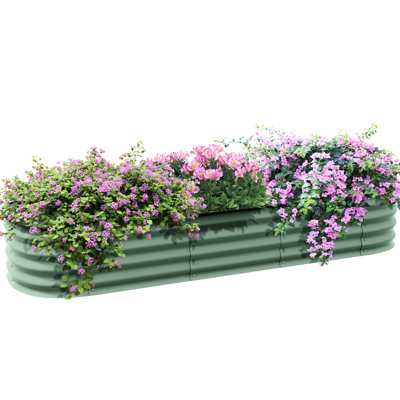 Galvanized Raised Garden Bed Kit, 76" Length X 24.5" Width 11.75" Height, Outdoor Metal Elevated Planter With Rim, Easy To Construct, Self-draining, Modular Option 6.4' 2' 1' For Plants, Edge,