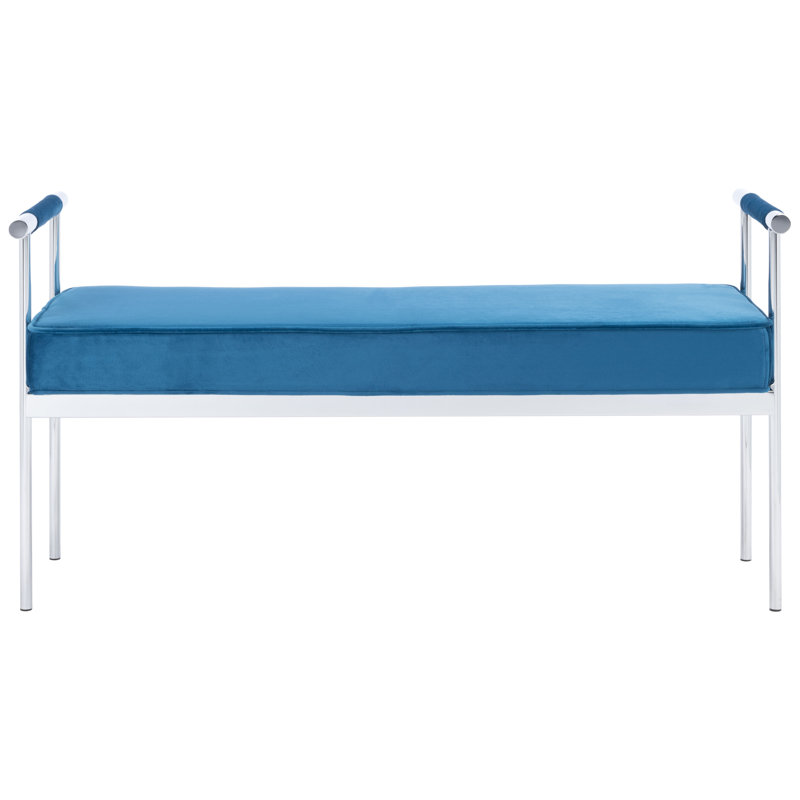 Lilly-Anne Velvet Upholstered Bench, Navy