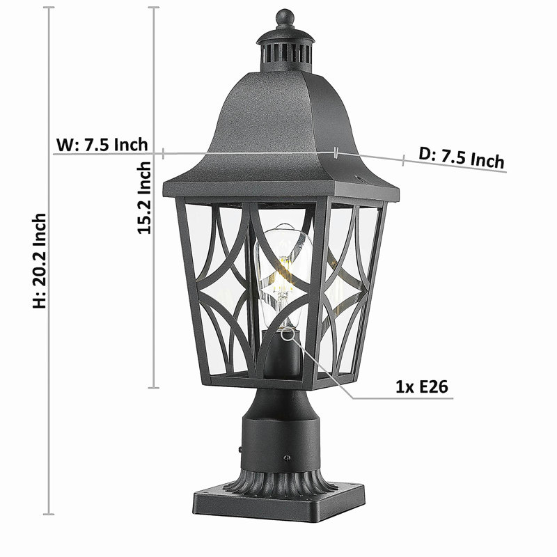 Outdoor post lamp post lamp base, waterproof aluminum shell with glass, fence post patio lighting suitable for gardens, patios, pathways (2 packs)