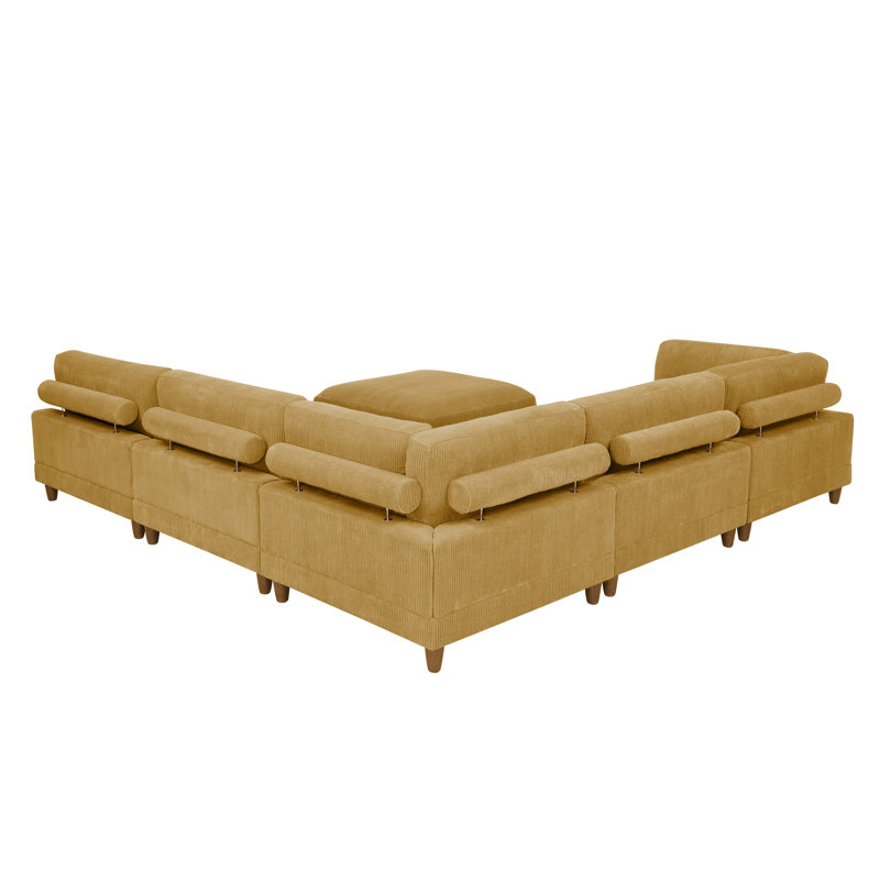 Espinosa Modular Sectional, Yellow Corduroy