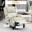 Fauteuil inclinable de salon avec massage par vibration et chaleur - repose-pieds simple à oreilles en tissu de lin blanc, poche latérale moderne, couleur