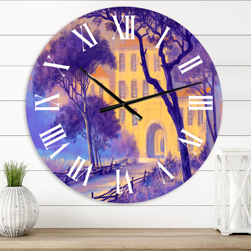 Paysage de rue sur un sentier et des arbres dans une ville - horloge murale traditionnelle, Moyen