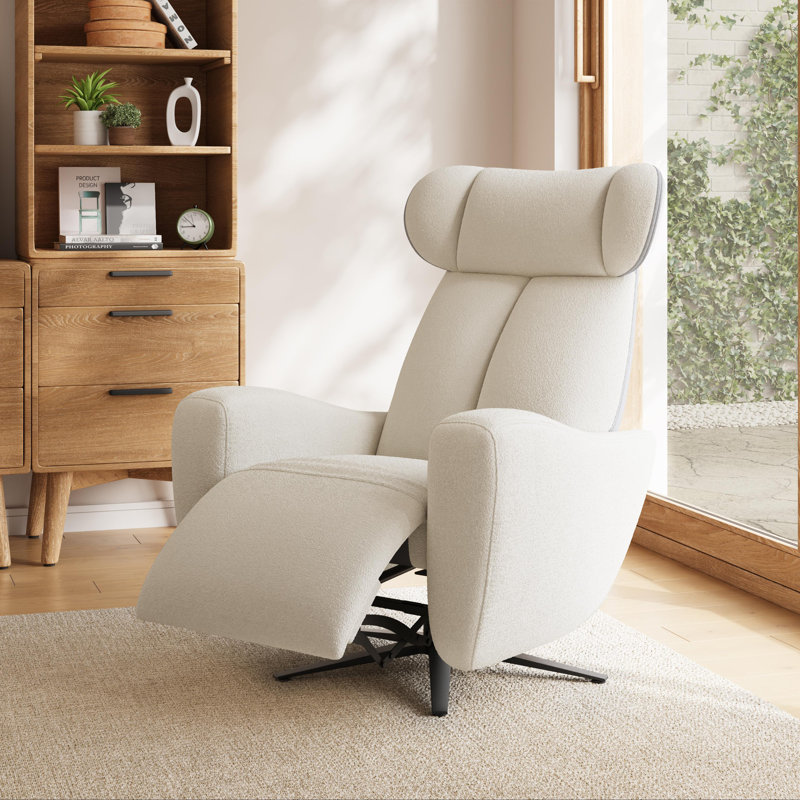 SwanSing Single-Seater Zero Gravity Swivel Power Recliner Chair with USB & Type-C Ports, White/Gray Velvet