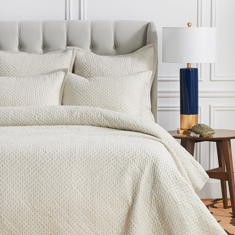 Paredes White/Tan 100% Cotton Piece Sham, Alabaster, King