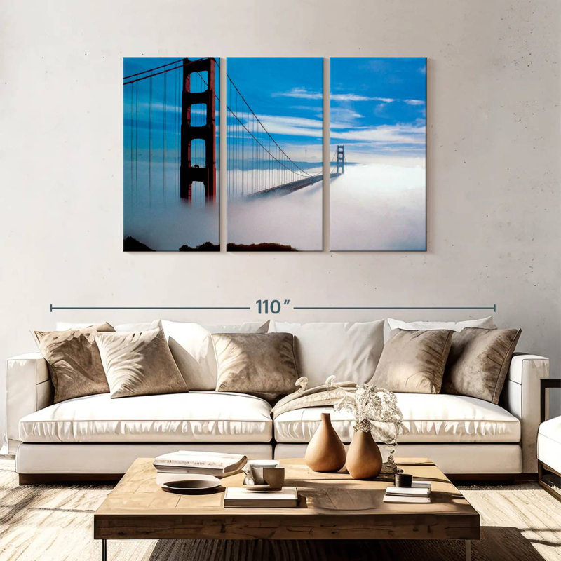 Lilie Golden Gate Bridge dans la brume, H 48 po x l 74 po