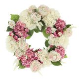 24" Hydrangea Wreath with Ranunculus and Viburnum