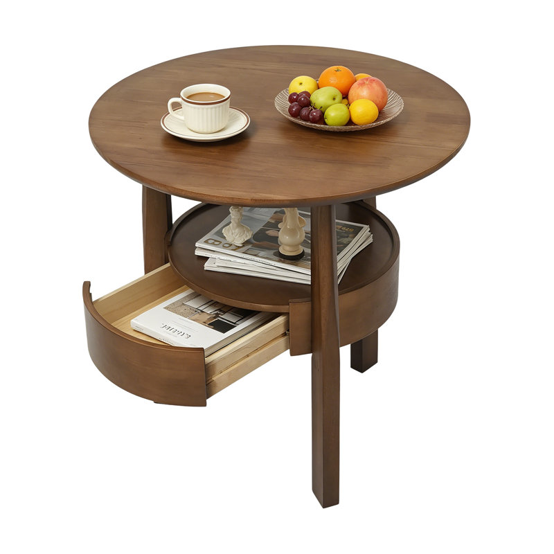 Table basse ronde avec tiroir Table d'appoint avec tiroir Petite table basse de salon