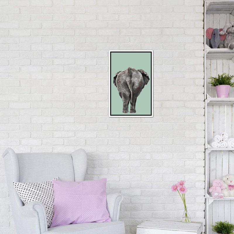 Art de bout éléphant, Toile blanche encadrée, H 26 po x l 18 po x P 1,5 po