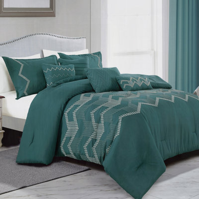 Ensemble d'édredon pour grand lit 7 pièces avec motif brodé, microfibre douce, 100% polyester, collection de literie toutes saisons