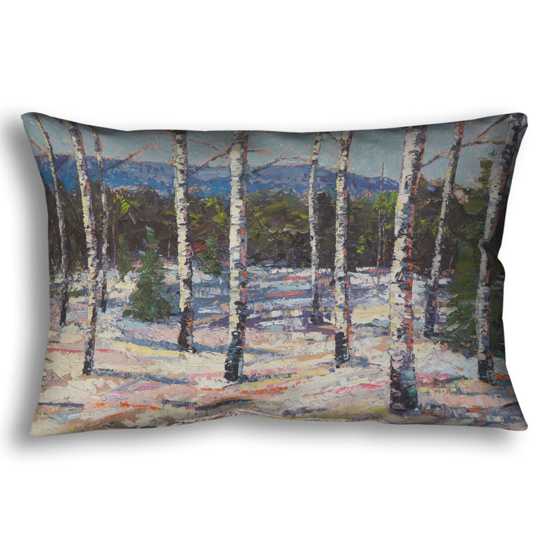 Throw Pillow, Winter Sun by Jeff Boutin, White/Blue/Gray 1`, Rectangle 14"H x 20"W