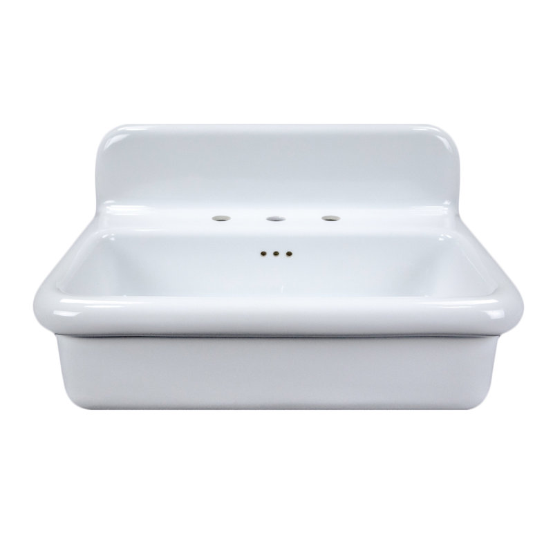 Victorian Nantucket Sinks 27.75'' Fireclay Specialty Bathroom Sink with Overflow, White