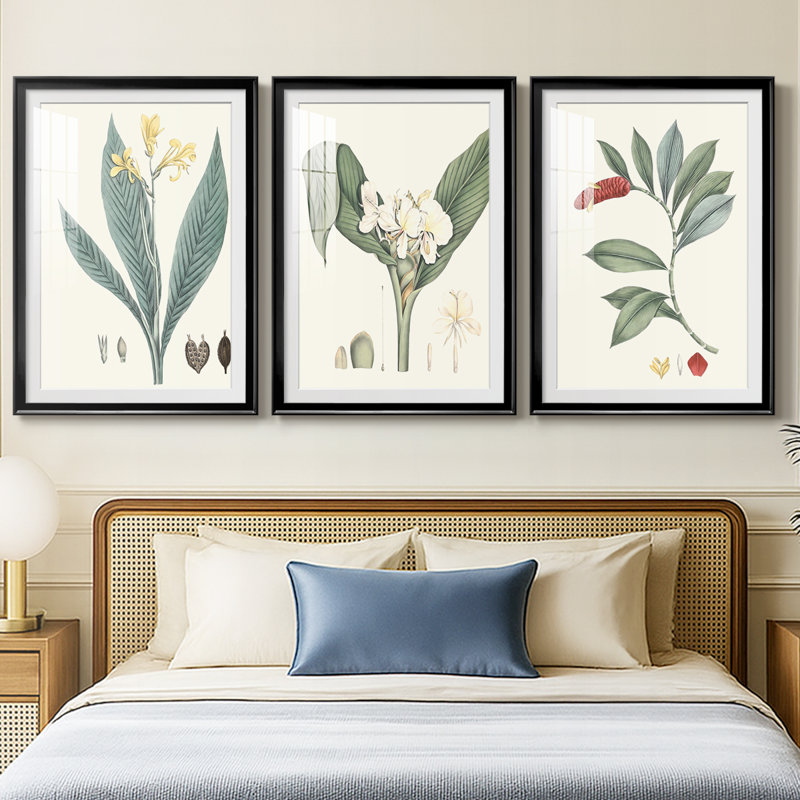 Soft Tropical IV - reproduction encadrée sur mesure de qualité supérieure mate - 3 pièces, Noir, H 21 po x l 30 po