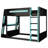 Full Size Gaming Bunk Bed with Desk, Two Storage Shelves, USB Port & LED Light, Wooden Frame,Black+Blue-1970461510-1970461563