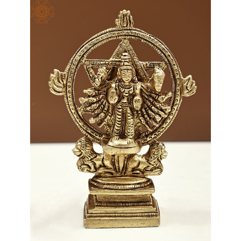 Petit 4 po Sudarshana Vishnu avec Narasimha sur l'envers