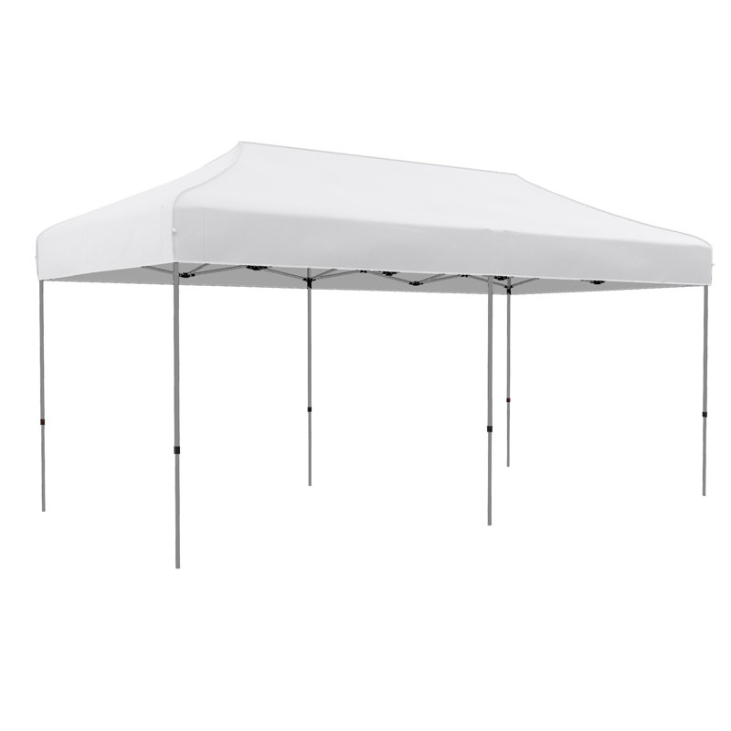 Tente à auvent escamotable 10 pi x 20 pi Outsunny, Blanc