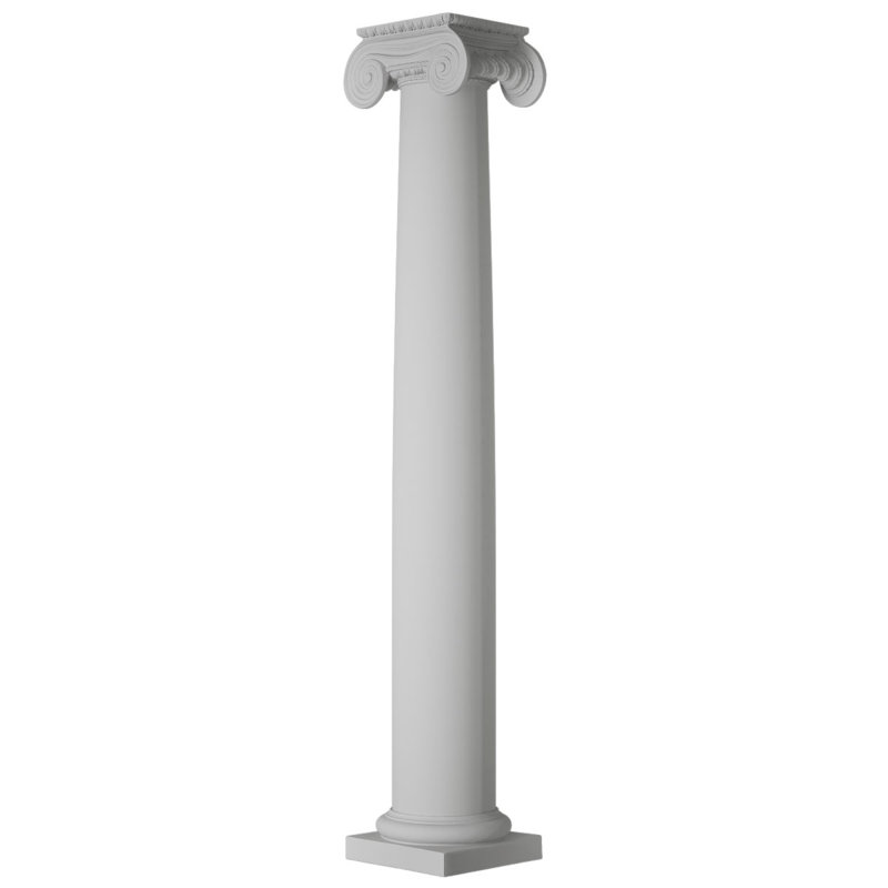 Colonne ronde Endura-Stone, 12 po de diamètre x H 9 pi, Base toscane et Erectheum grecque, Plan type A - non fendu / entier