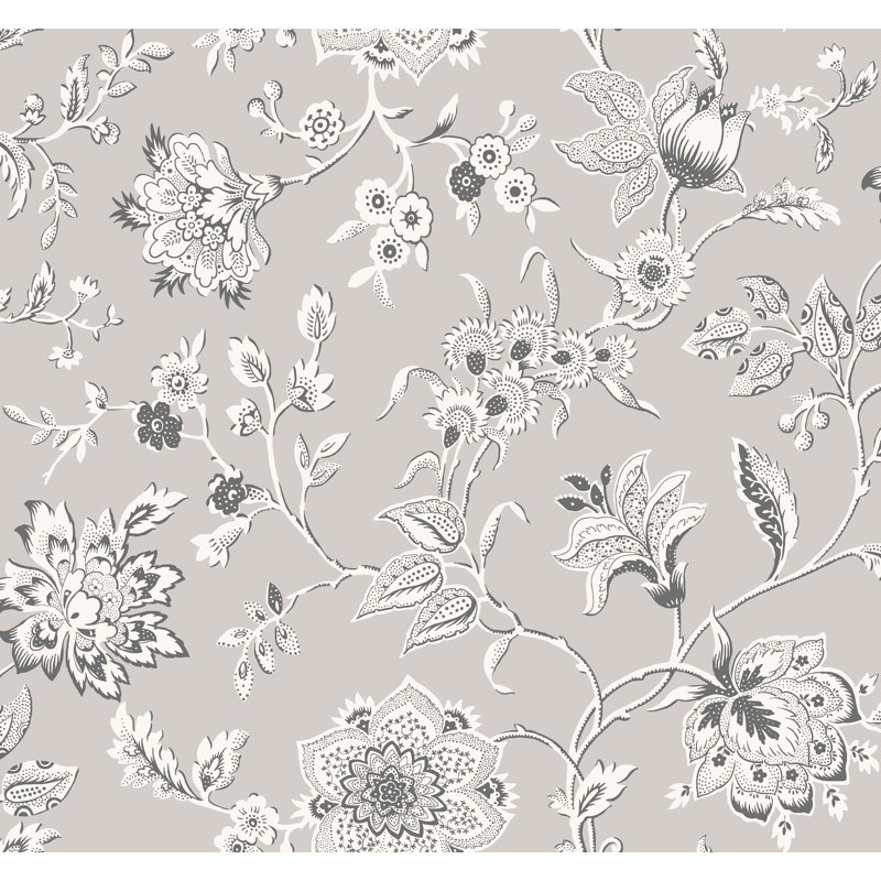 Sutton Floral Wallpaper Roll, Gray