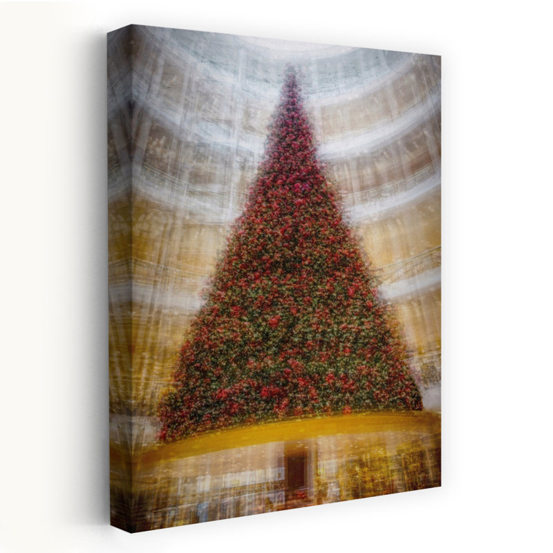 «Grand Grand Christmas Tree Atrium Dreamy Elegant Vibrant Christmas Tree Architecture Landscape», reproduction d'art mural