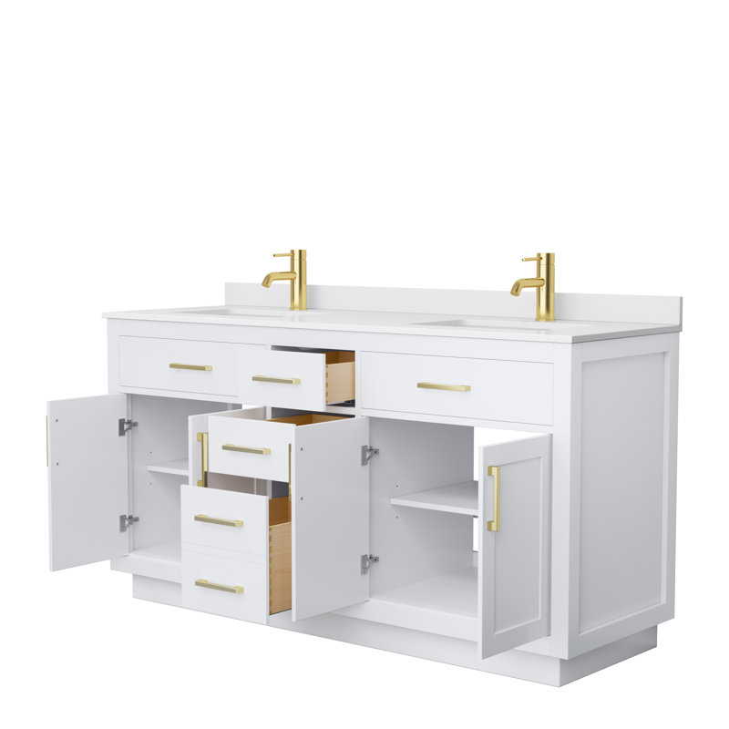 Beckett TK 72'' W Double Vanity, White, Brushed Nickel, Carrara Cultured Marble