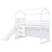 Twin Wood House Loft Bed With Slide, Light & Storage-1868518021