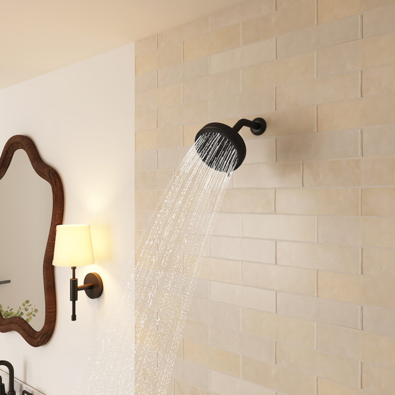Ensemble de douche de remplacement pour pomme de douche ronde 10 fonctions et bec de baignoire 5 pouces, Noir mat