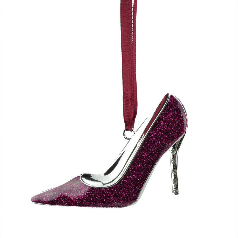 Ornement de Noël 4 "Stiletto Pink Glitter