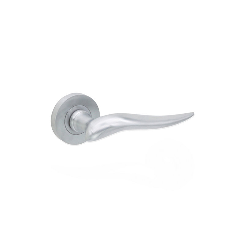 Flavia Lever Door Handle, Satin Chrome