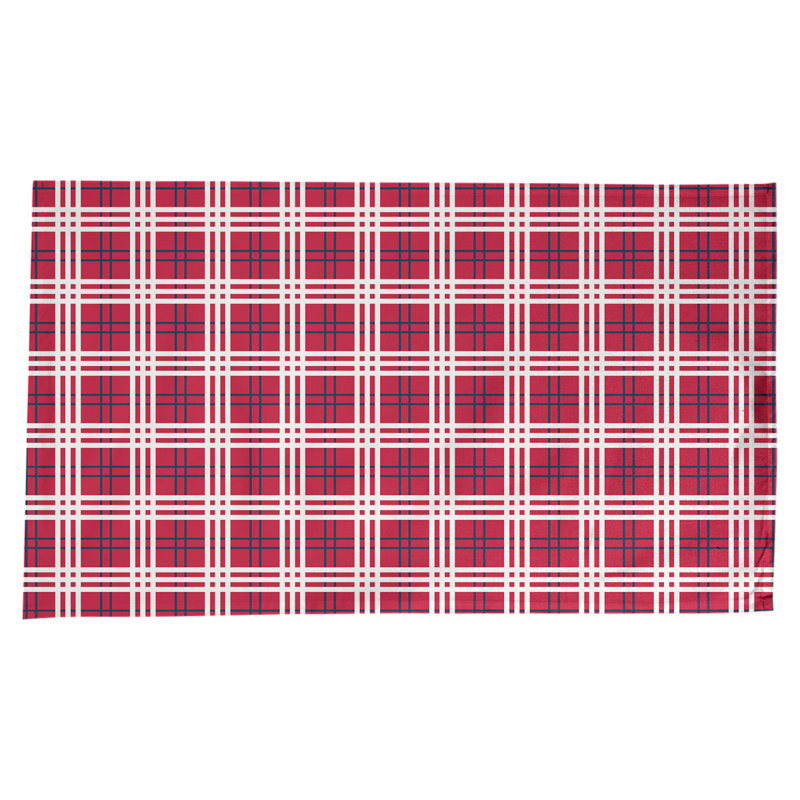 Nappe en mélange de coton à carreaux, Rouge / bleu nautique / blanc