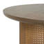 Table basse ronde, 32 pouces, en bois massif et en rotin, finition brune, conception tissée à la main