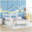 Lit maison en bois, lit en bois avec tablette, sans sommier, lit