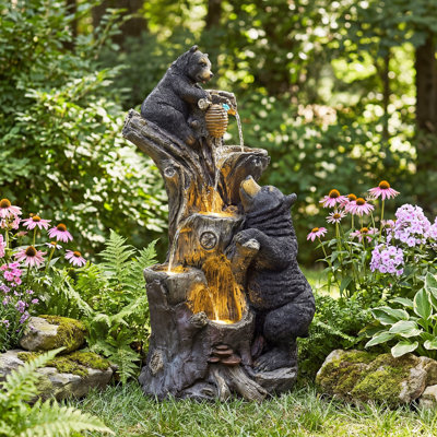 Fontaine d'extérieur 39 pouces avec lumières à DEL - Cascade à 4 niveaux pour décorations de patio, de jardin ou de chalet
