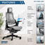Fauteuil de direction ergonomique LUX avec soutien lombaire, repose-pieds et dossier en maille pour un confort et une posture optimaux.