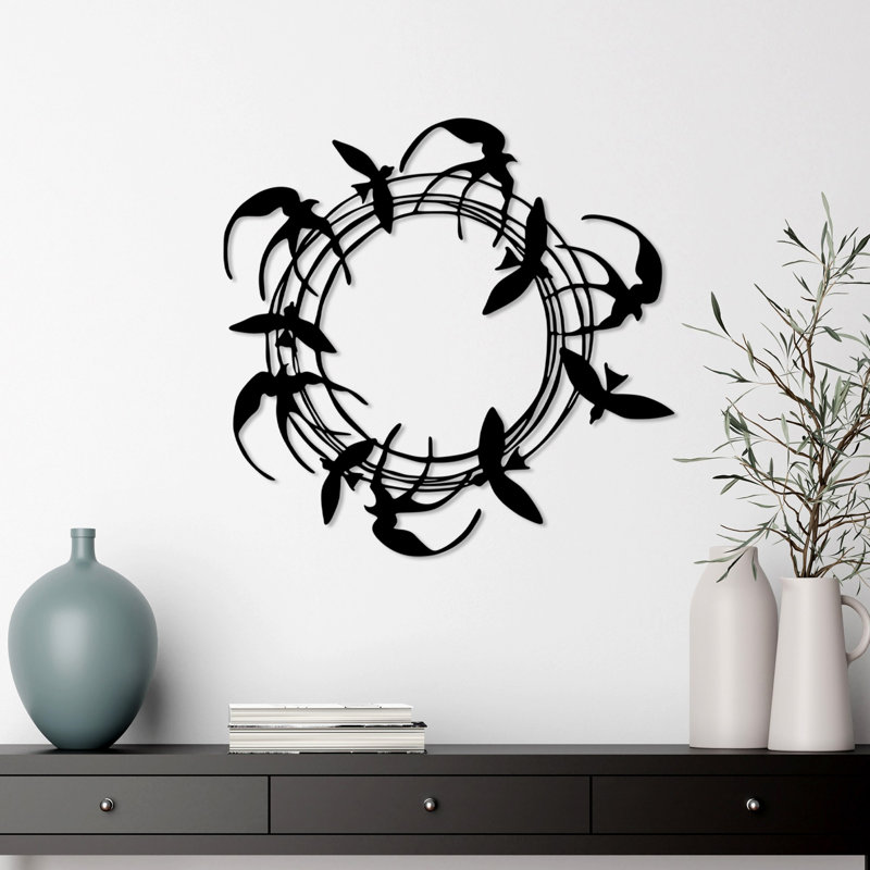 Elegant Black Decorative Metal Wall Accessory, 22.4 x 21.7 inches | 100% Metal Construction, Thickness: 0.06 inches | Easy Wall Mount Design | Perfect for Home Décor & Modern Interiors, Durable & Stylish