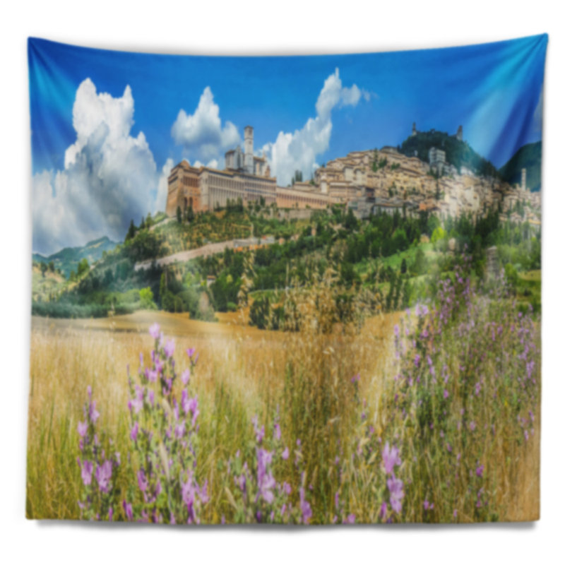 Tapisserie panorama "landscape antique of assisi", H 50 po x l 60 po
