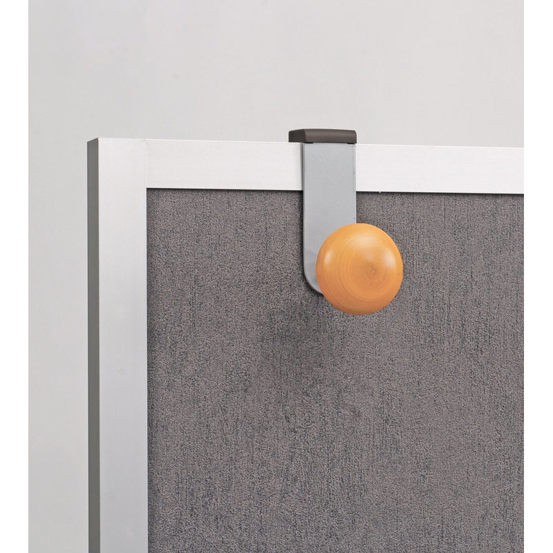 Metallic Grey and Wood Cubicle Garment Hook
