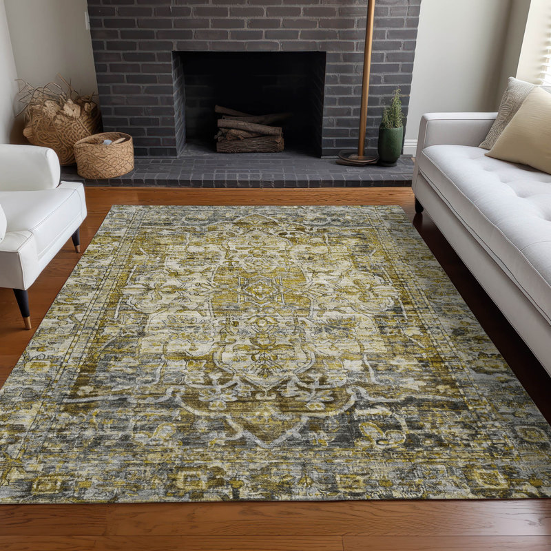 Tapis intérieur / extérieur lavable à la machine Xhevrie, Rectangle 10 pi x 14 pi