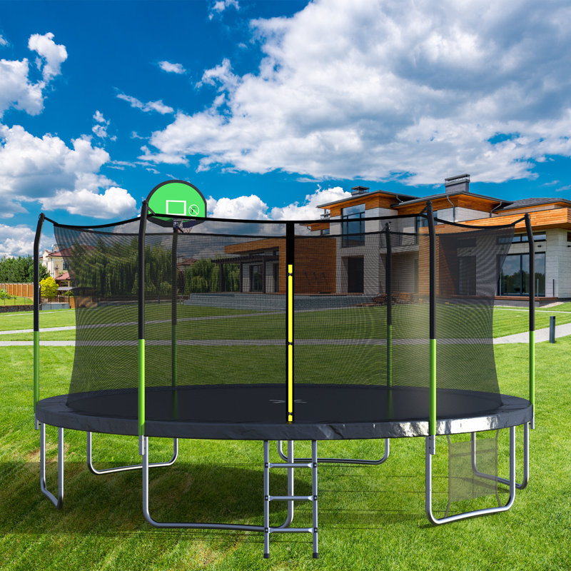 AOTOB Round Backyard Trampoline with Safety Enclosure