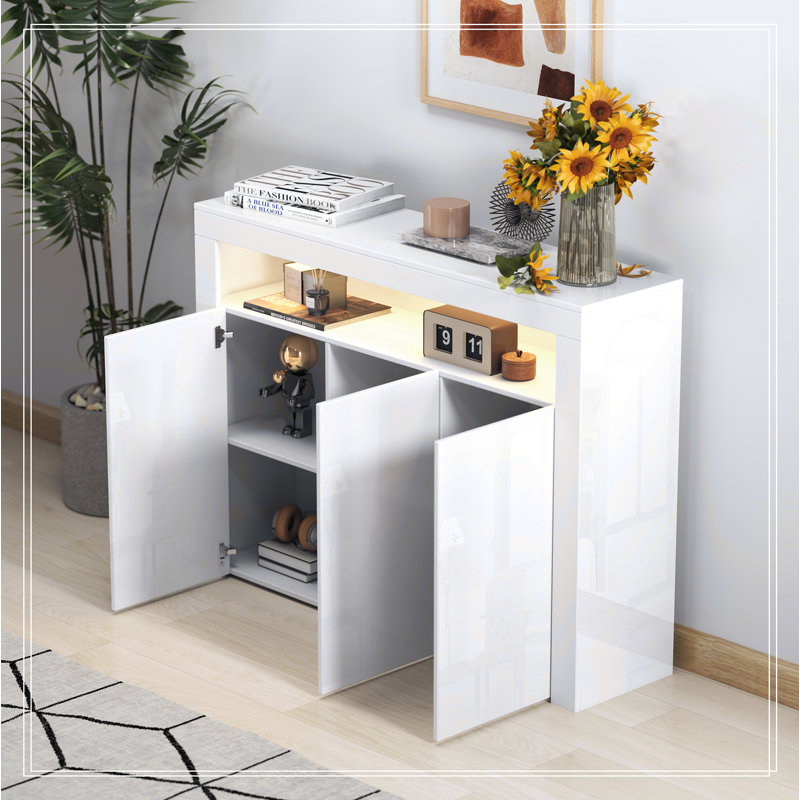 Meuble télé pour téléviseur de 40 po ou moins Daniello, H 38,18 po x l 51,2 po x P 13,14 po, Blanc