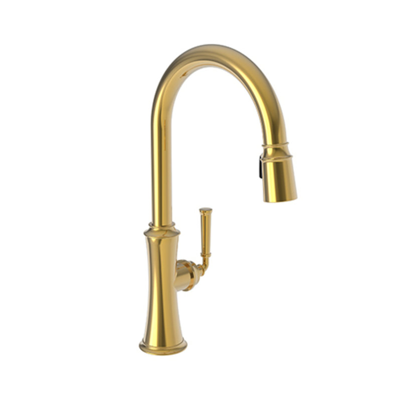 Stripling Single Handle Pull Down Kitchen Faucet, Polished Gold