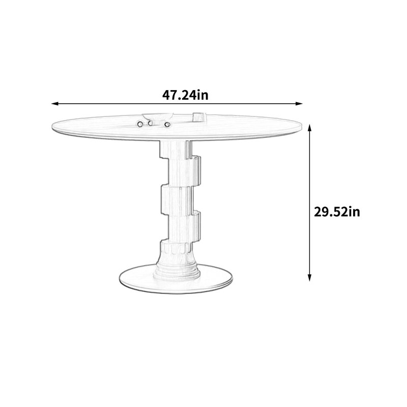 Table ronde unique et élégante, H 29,52 po x L 47,24 po x l 47,24 po