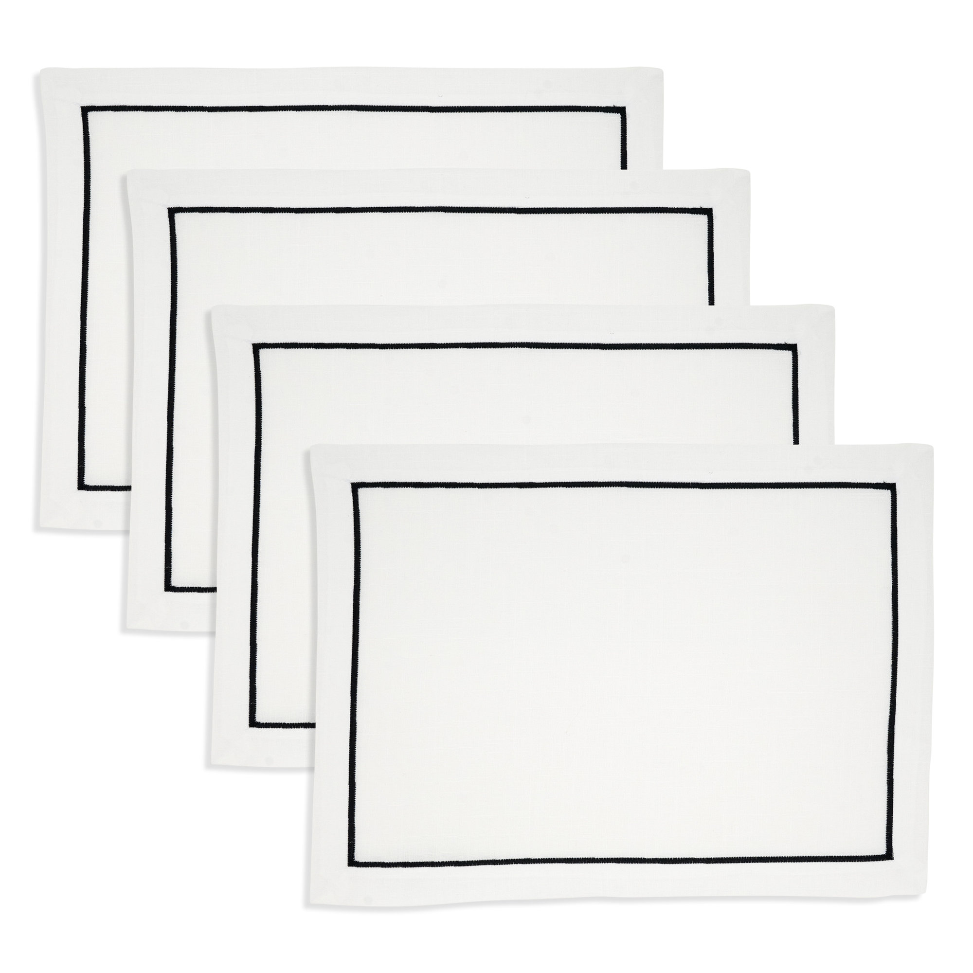 Embroidered Line Design Placemat (Set of 4), Black