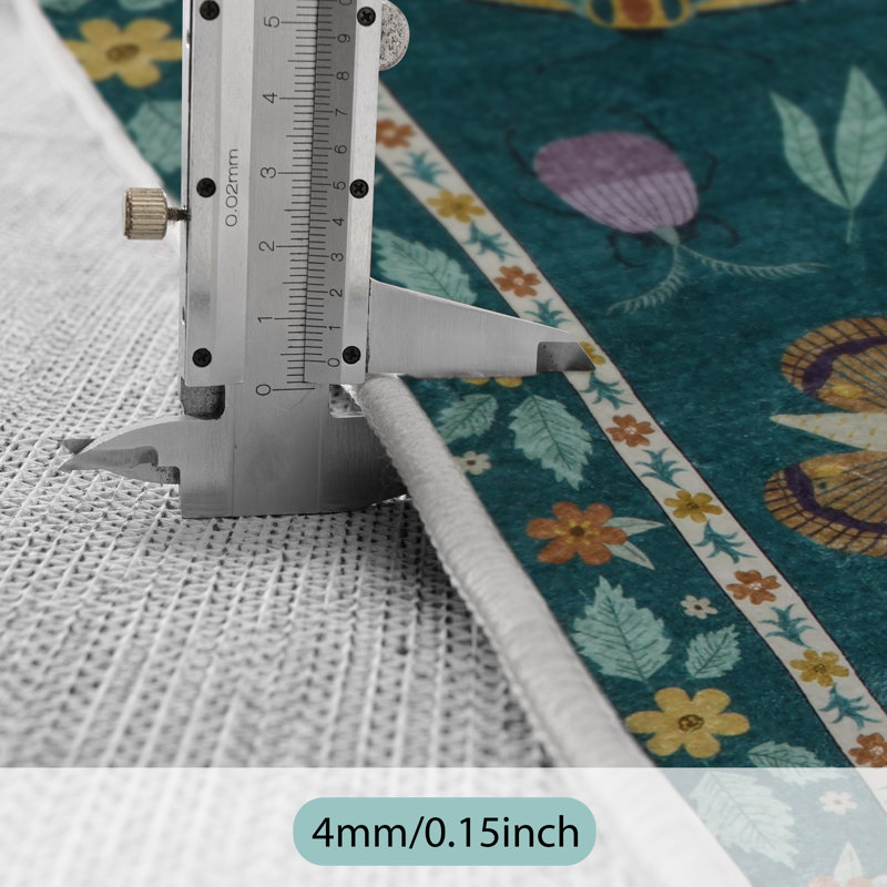 Tapis moderne ultra-mince antidérapant lavable à motifs d'insectes pour salon, Rectangulaire 8 pi x 10 pi