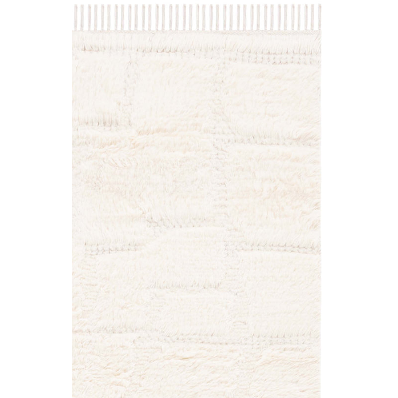 Tapis ivoire en laine / coton de couleur unie Azreal, Tapis de couloir 2 pi 3 po x 8 pi