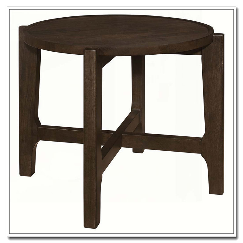 Mavis Dark Brown Round Solid Wood End Table