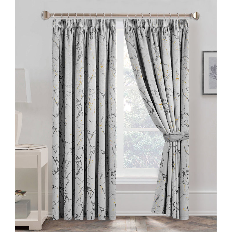 Tathana Blackout Curtain Pair, Blue, Width 168 x Drop 183 cm