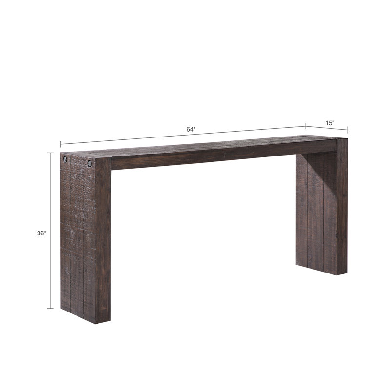 Console en bois massif l 64 po x P 15 po - Base moderne d'aspect fumée, Brun