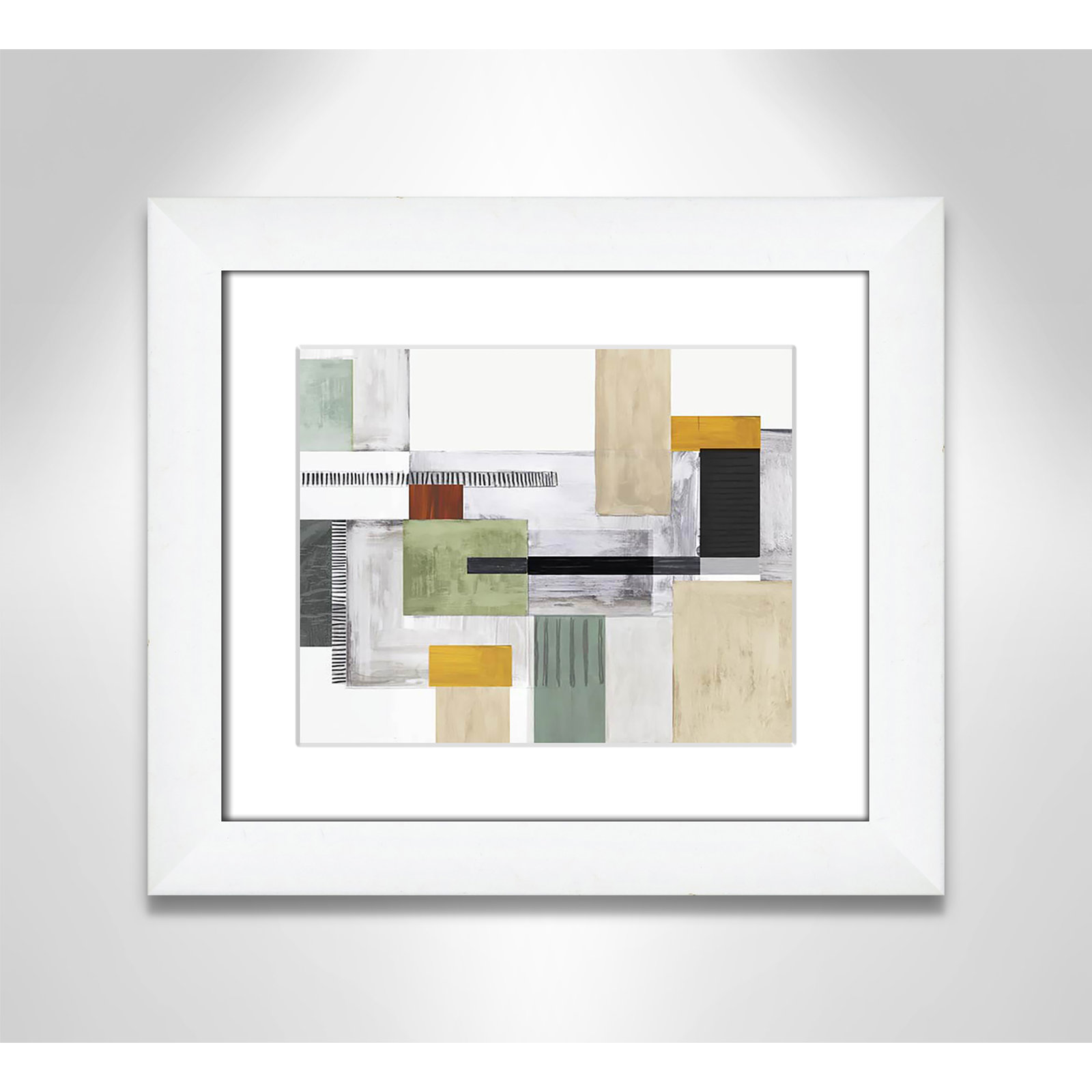 Playful Blocks Print by Tom Reeves, 14.5" H x 16.5" W x 1.25" D, White Cube Picture Framed, White