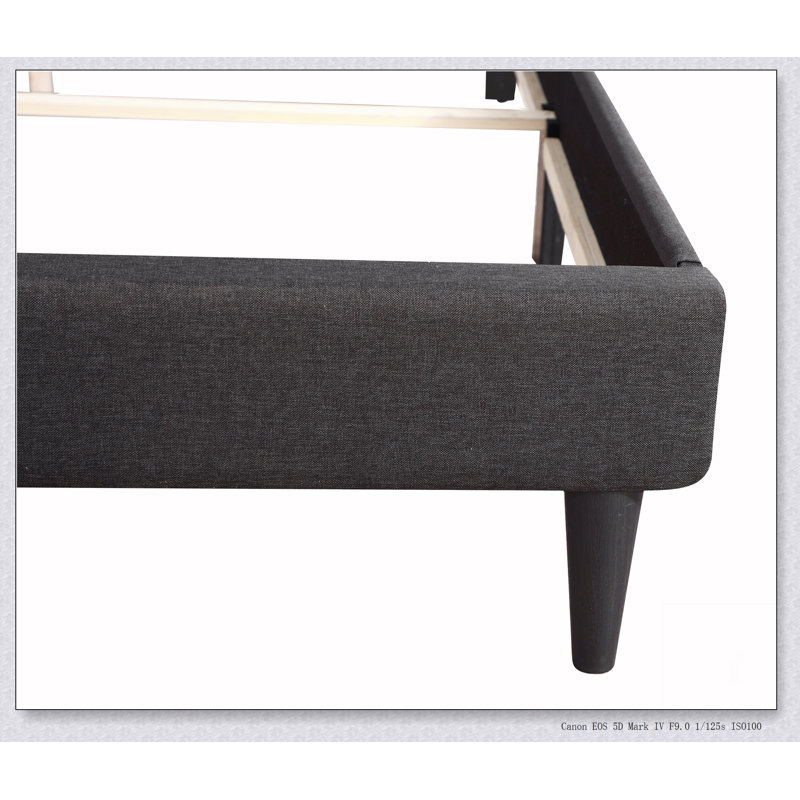 Upholstered Bed Frame With Button Tufted Headboard, Twin, Black