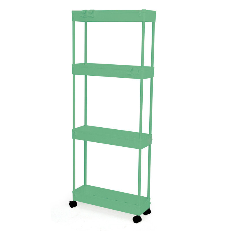 Ultra-thin Rolling 4-tier Storage Vehicle,Easy to Install & Durable,Mobile & Stable,Used for Storage in Small Spaces, Green