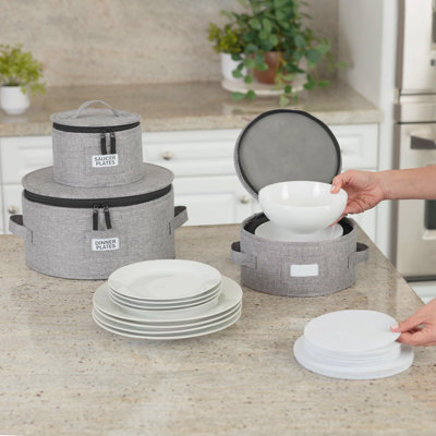 Fabric Dinnerware Storage Set with Felt Dividers Included